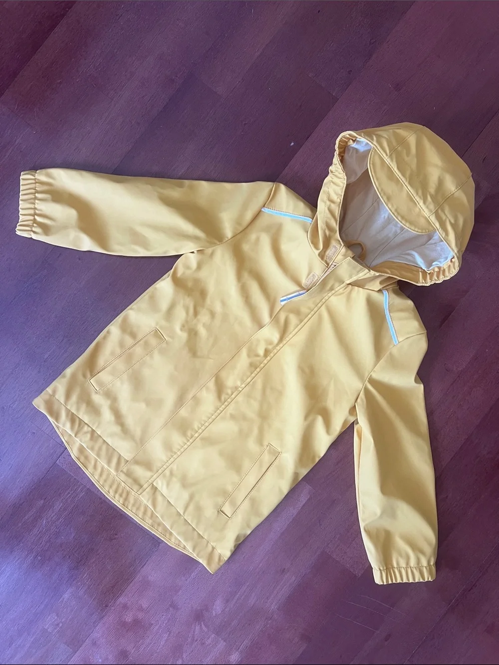 Yellow Hooded Rain Jacket